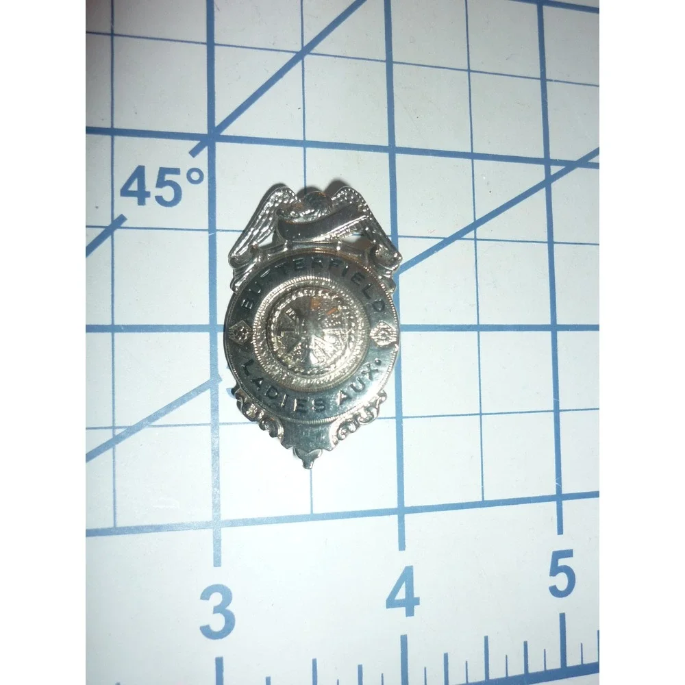 Vintage Butterfield Fire Department Ladies Auxiliary Pin Silver Tone Badge